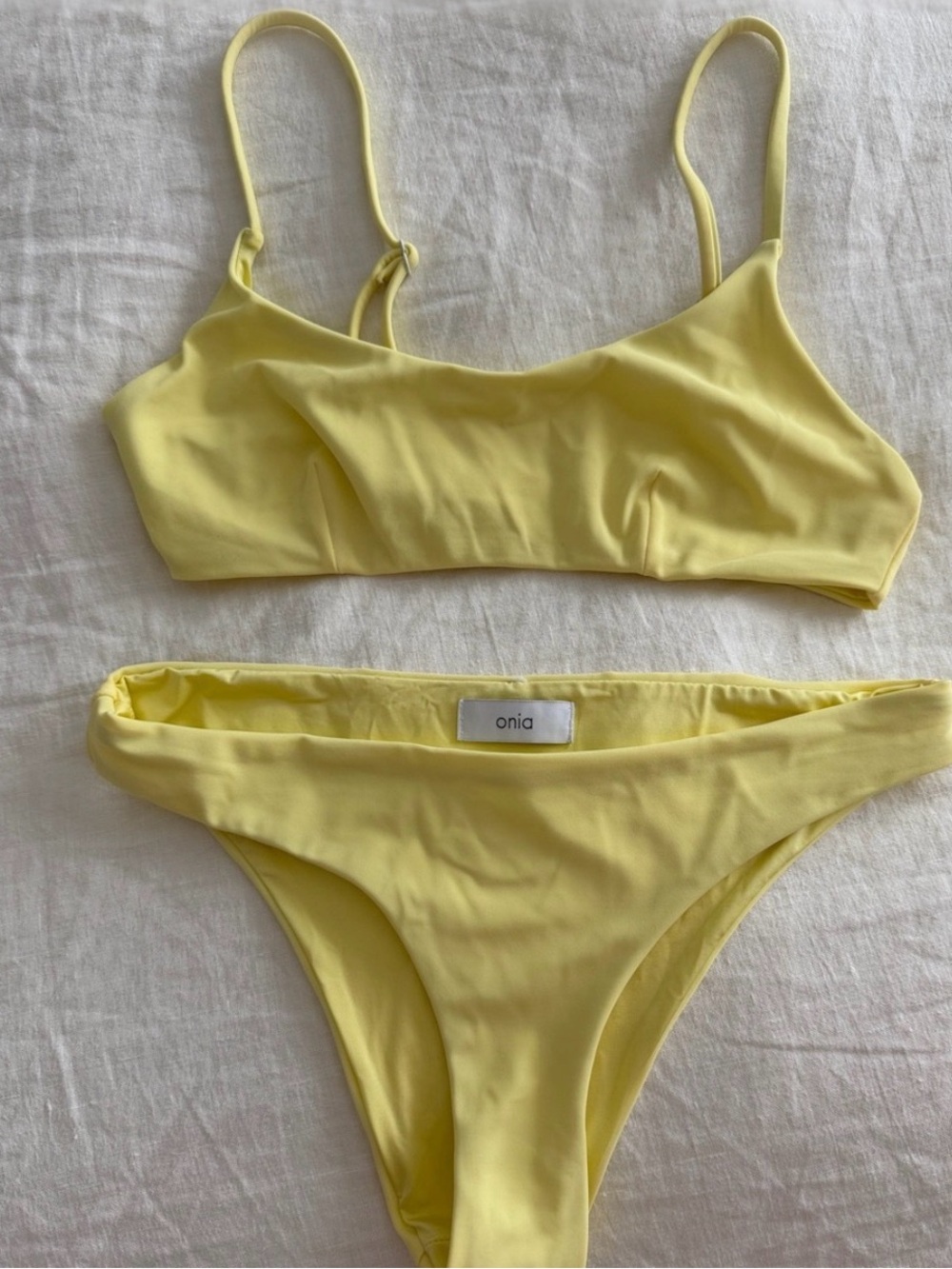 Onia Lemon Yellow Bikini top bottom set Scoop Bralette & High-Cut Brief NWOT XS